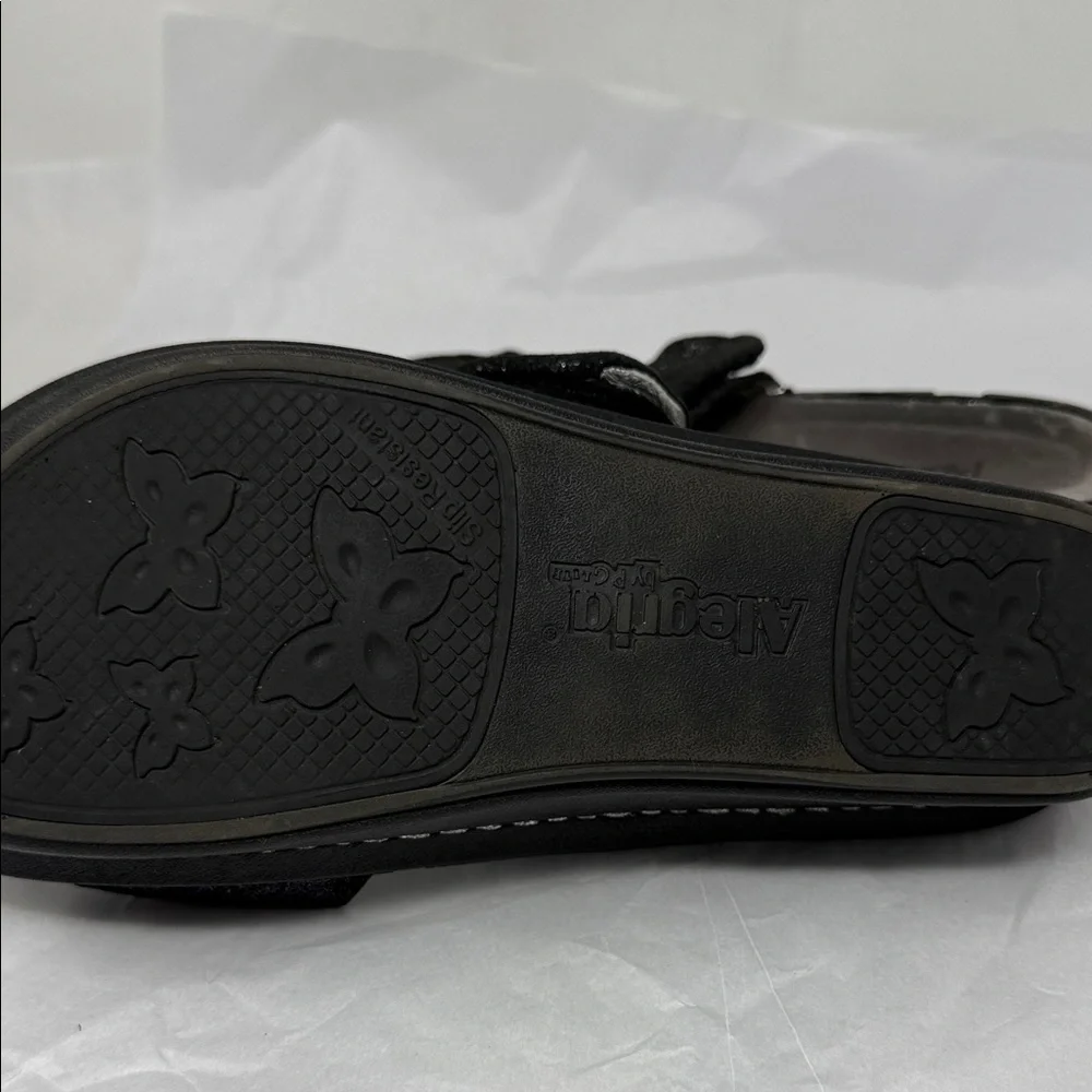 Alegria Karmen Black Shimmer Comfort Slides Iridescent Y2K Fairycore Sandals 7